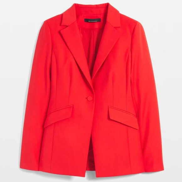 WHBM $195 One-Button Blazer Jacket Red Flamenco 8 12 - Picture 2 of 8